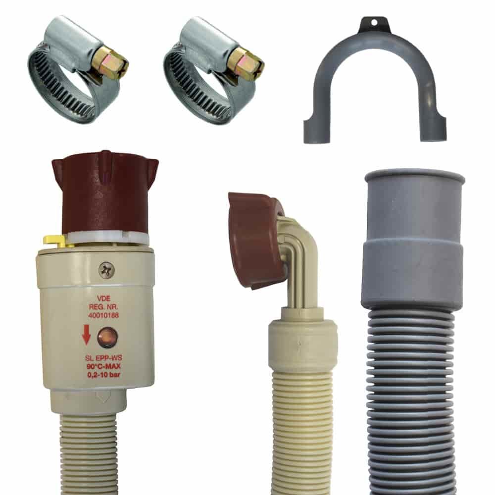 Schlauch Anschluss Set (Aquastop+Ablaufschlauch+2Schellen)