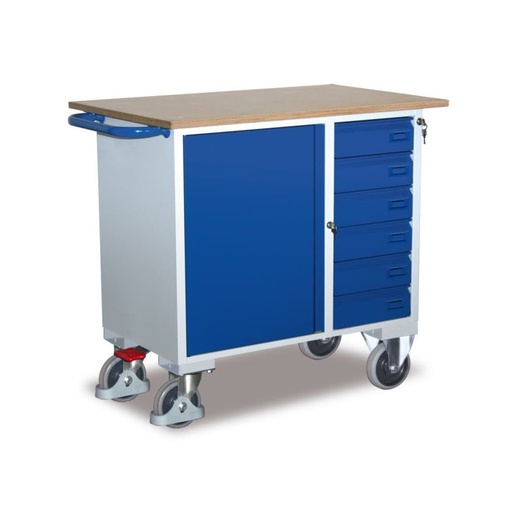 [BONI-sw-985.001] Werkstattwagen mit 6 Schubladen, 1 Schrank, 1 Ladefläche + EasySTOP