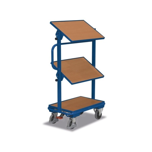 [BONI-sw-400.803] Beistellwagen mit 3 Holzböden neigbar + EasySTOP