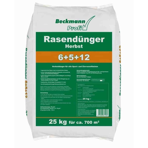 [BONI-boni1021] 25 kg Rasendünger Herbst Beckmann NPK-6+5+12  f.ca. 700m²