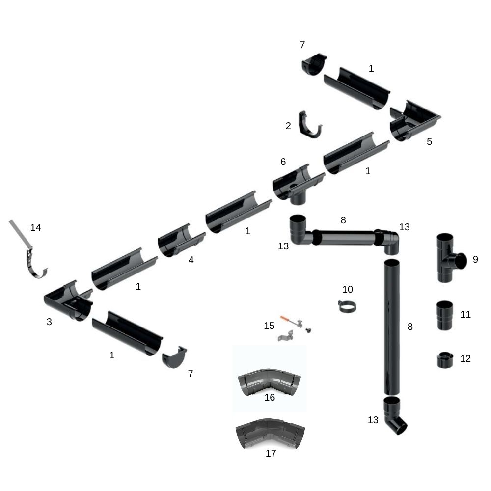 Bogen 67,5° graphit System 90-5