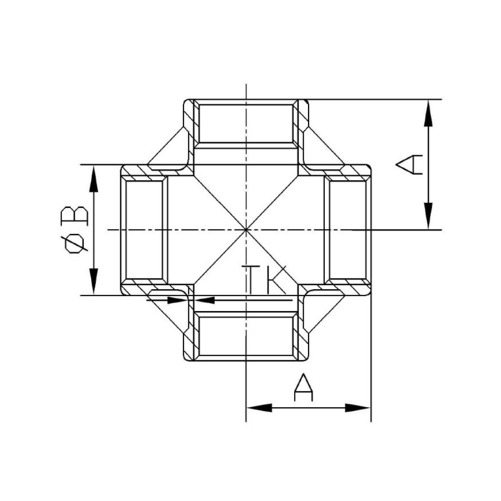 Gewindefitting Edelstahl Kreuzstück 90° 1 1/2" IG-1