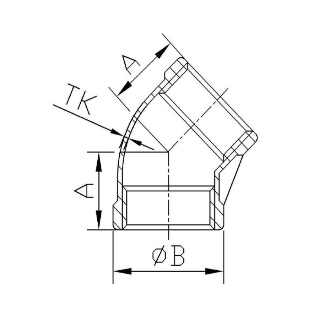 Gewindefitting Edelstahl Winkel 45° 2" IG-1