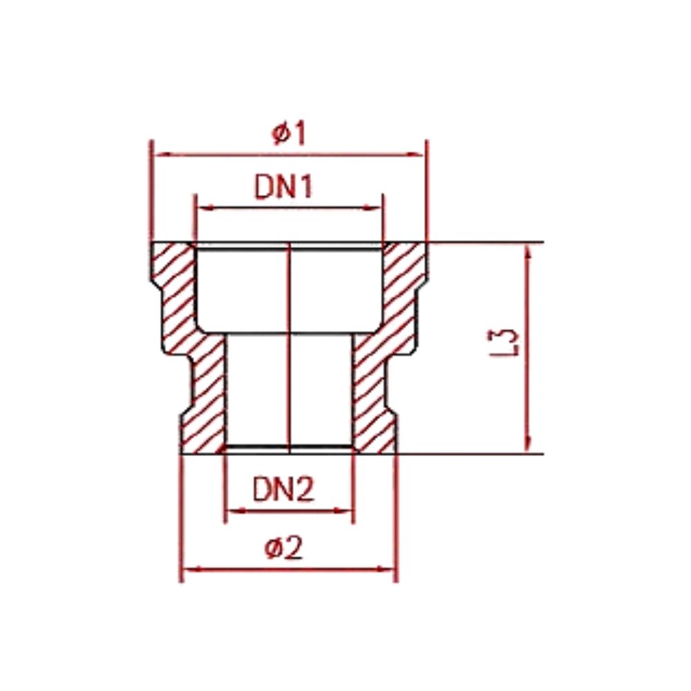 Gewindefitting Edelstahl Reduziermuffe 1 1/2" IG x 1 1/4" IG-1