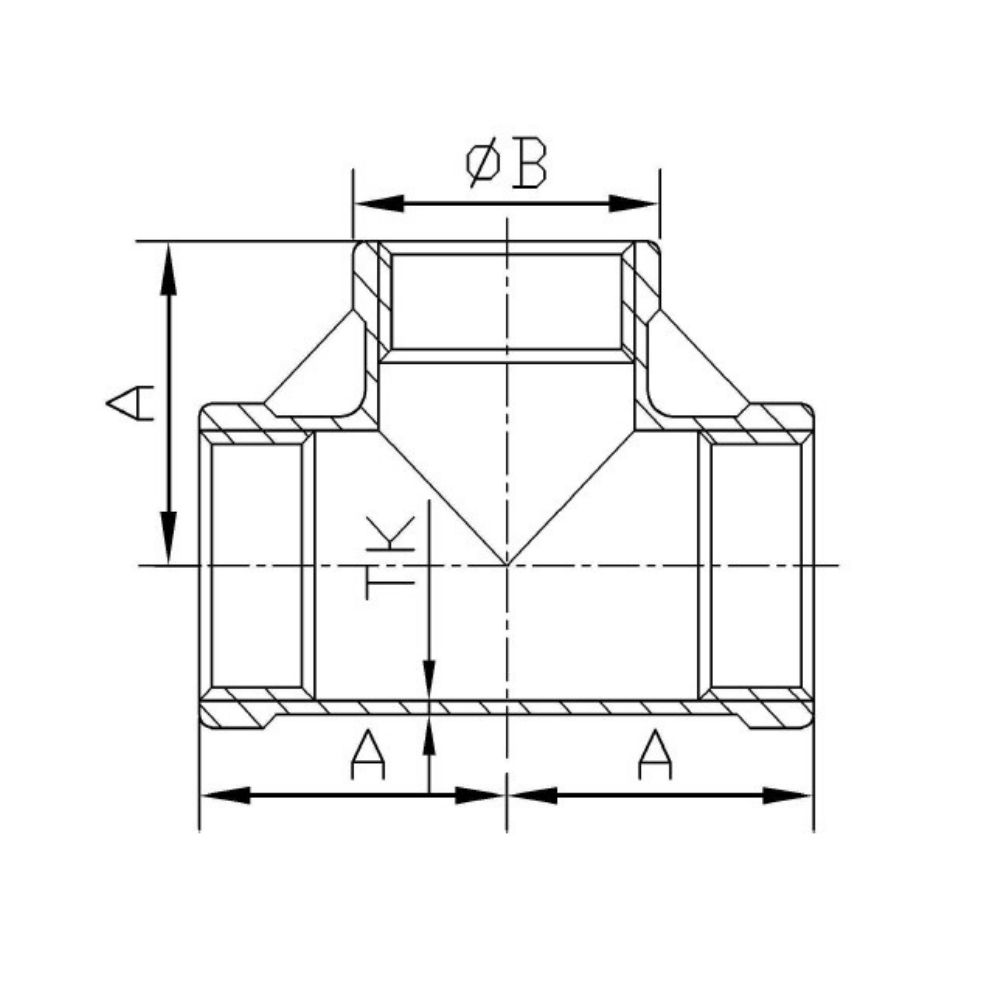 Gewindefitting Edelstahl T-Stück 90° 1" IG-1